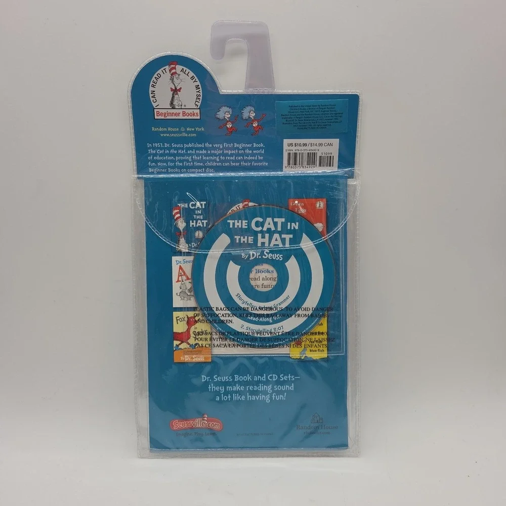 Dr. Seuss Book CD The Cat In Hat Green Eggs Ham One Fish Two Fish Fox In Socks
